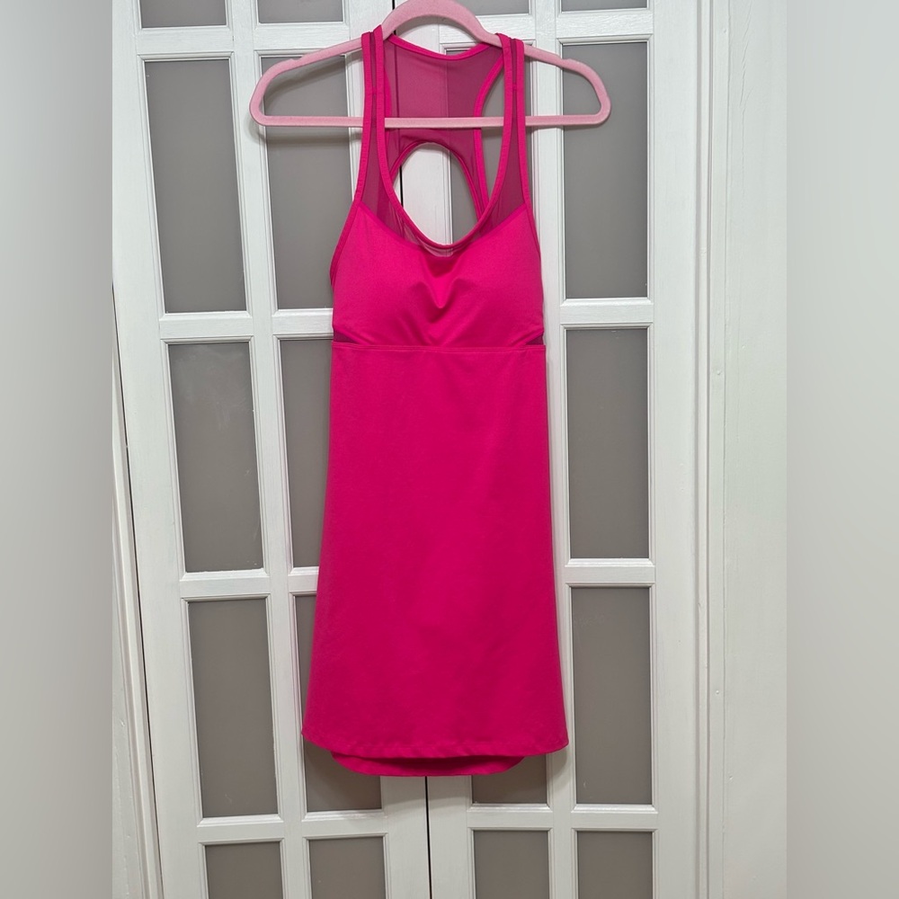 Fabletics Hot Pink Racerback Athletic Dress Built-In Bra Size L